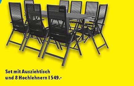 Set mit Ausziehtisch und 8 Hochlehnern