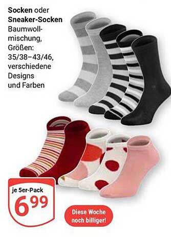 Socken oder Sneaker-Socken – 6er-Pack