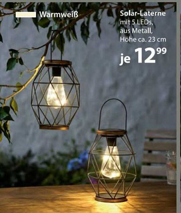 Solar-Laterne mit 5 LEDs, aus Metall, Höhe ca. 23 cm
