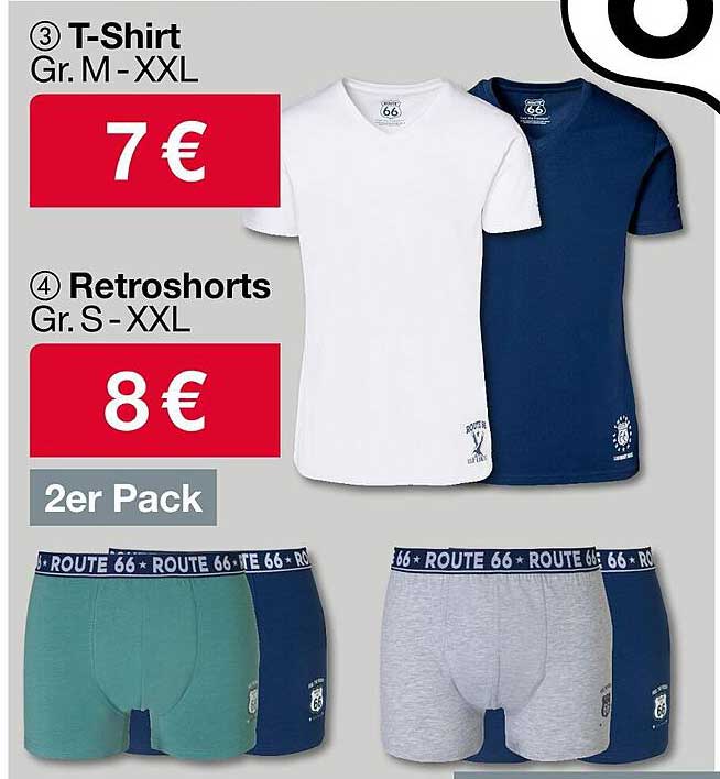 T-Shirt Gr. M - XXL für 7 € und Retroshorts Gr. S - XXL im 2er Pack für 8 €