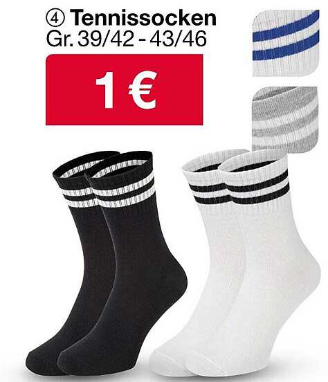 Tennissocken in verschiedenen Größen für nur 1 €