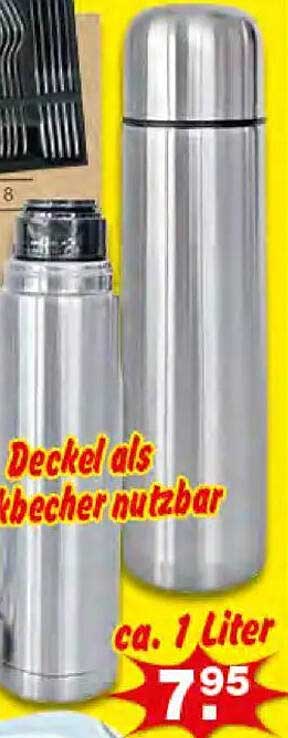 Thermoskanne - Deckel als Becher nutzbar, ca. 1 Liter
