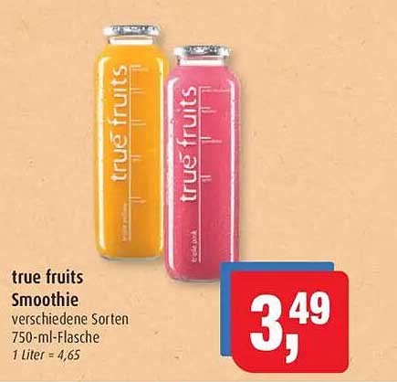 true fruits Smoothie - verschiedene Sorten 750-ml-Flasche