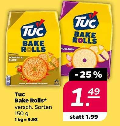 Tuc Bake Rolls* verschiedene Sorten 150 g