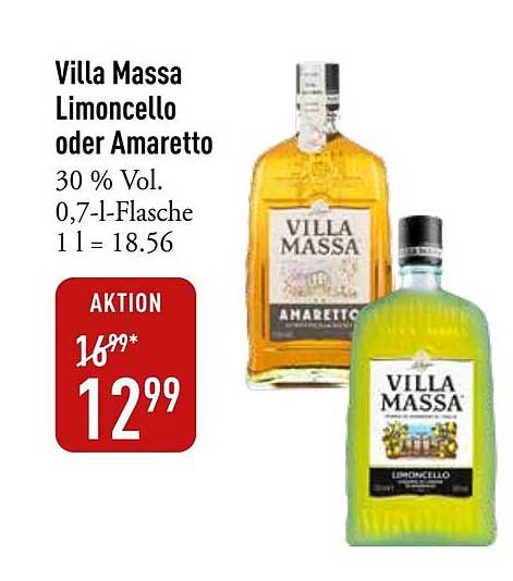 Villa Massa Limoncello oder Amaretto 0,7l - Jetzt im Sonderangebot!