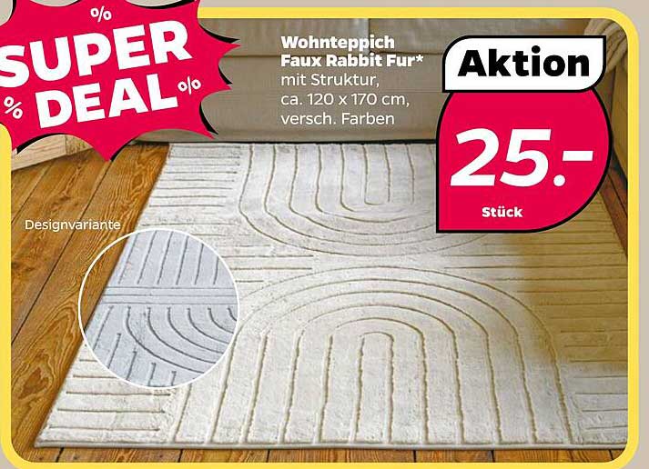 Wohnteppich Faux Rabbit Fur* mit Struktur, ca. 120 x 170 cm, verschiedene Farben