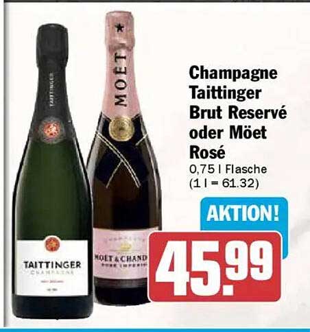 Champagne Taittinger Brut Reservé oder Moët Rosé