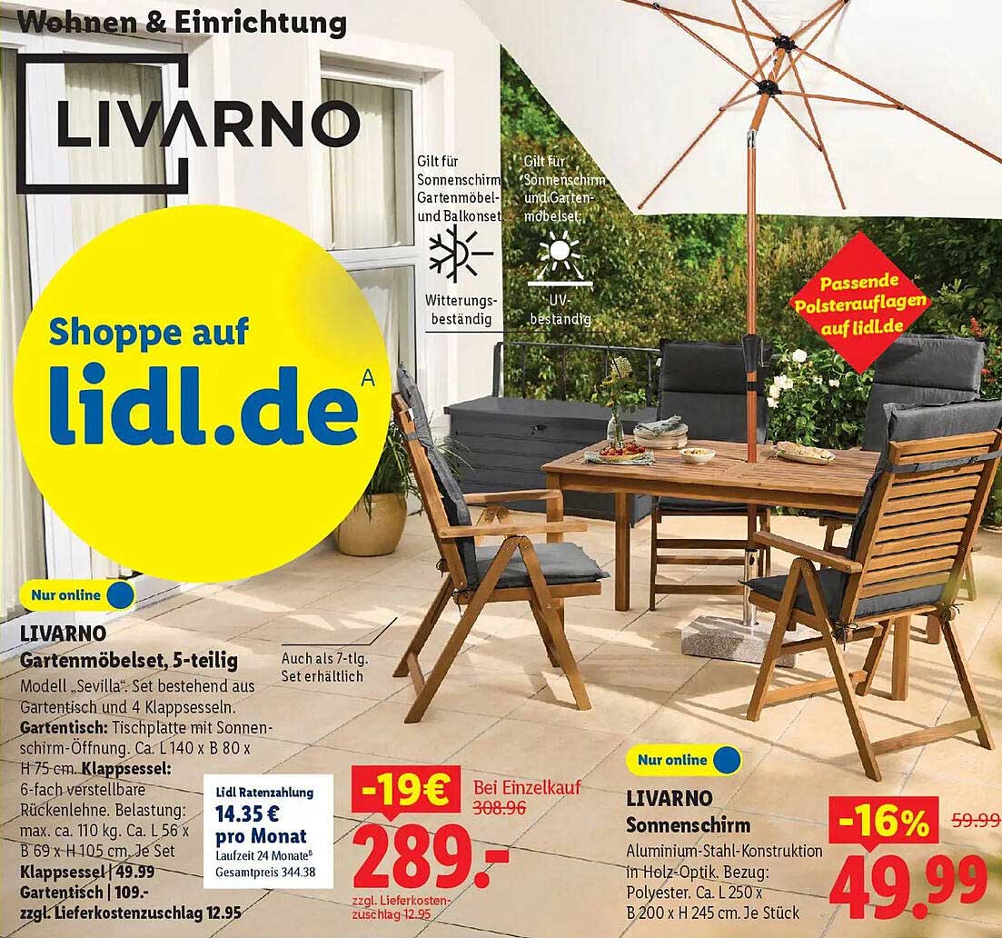 LIVARNO Gartenmöbelset, 5-teilig