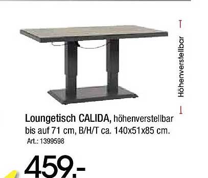Loungetisch CALIDA, höhenverstellbar