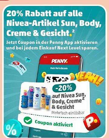 20% Rabatt auf alle Nivea-Artikel Sun, Body, Creme & Gesicht