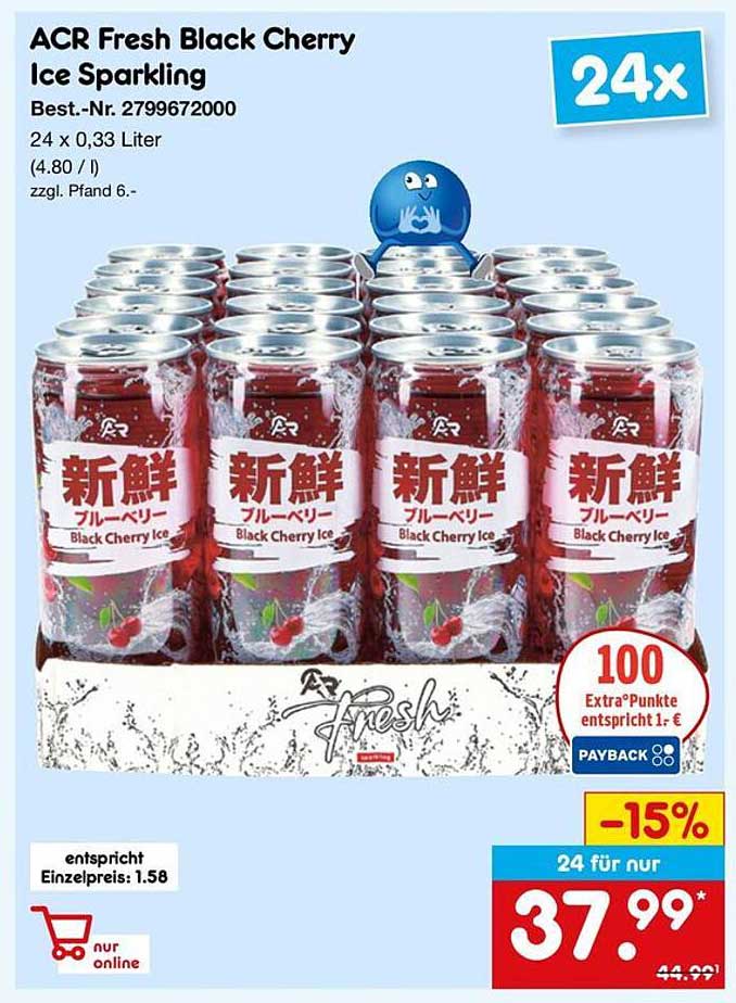 ACR Fresh Black Cherry Ice Sparkling 24 x 0,33 Liter