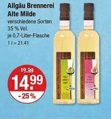 Allgäu Brennerei Alte Milde 0,7-Liter-Flasche 35 % Vol.