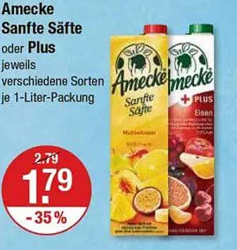 Amecke Sanfte Säfte oder Plus jeweils verschiedene Sorten je 1-Liter-Packung