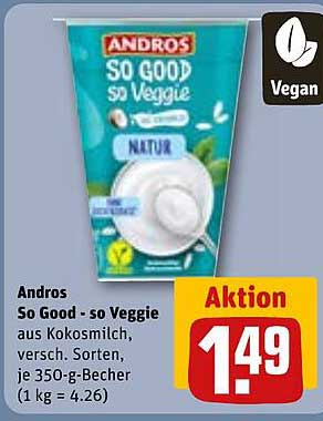 Andros So Good - so Veggie aus Kokosmilch, verschiedenste Sorten, je 350-g-Becher