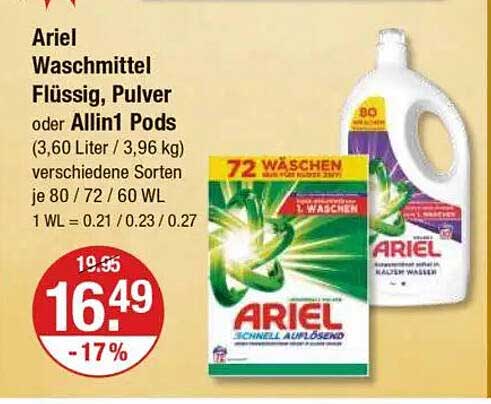 Ariel Waschmittel Flüssig, Pulver oder All-in-1 Pods