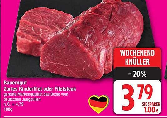 Bauerngut Zartes Rinderfilet oder Filetsteak - jetzt zum Wochenend-Knüller!