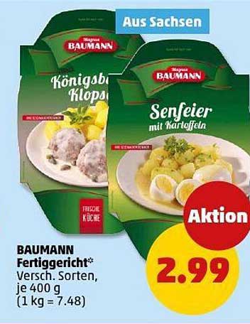 BAUMANN Fertiggericht - Königsklops und Senfeier mit Kartoffeln