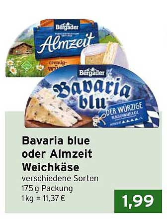 Bavaria blue oder Almzeit Weichkäse 175 g