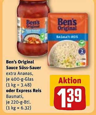 Ben's Original Sauce Süß-Sauer oder Express Reis Basmati