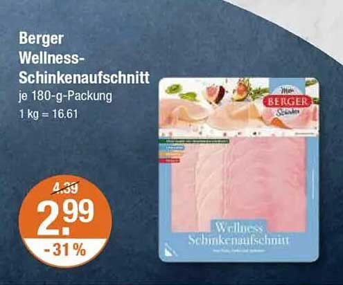 Berger Wellness-Schinkenaufschnitt 180-g-Packung