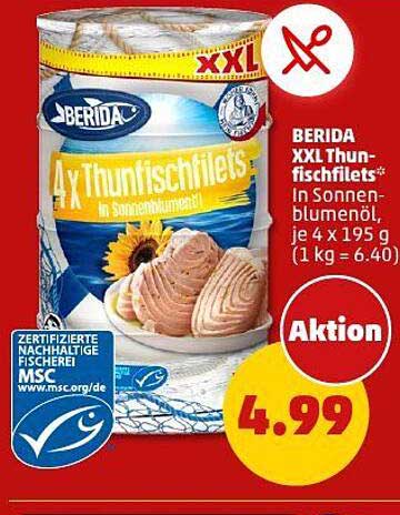 BERIDA XXL Thunfischfilets in Sonnenblumenöl