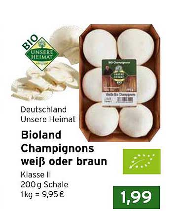 Bioland Champignons weiß oder braun