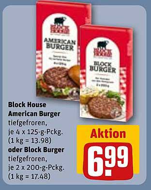Block House American Burger tiefgefroren je 4 x 125-g-Pckg. oder Block Burger tiefgefroren je 2 x 200-g-Pckg.