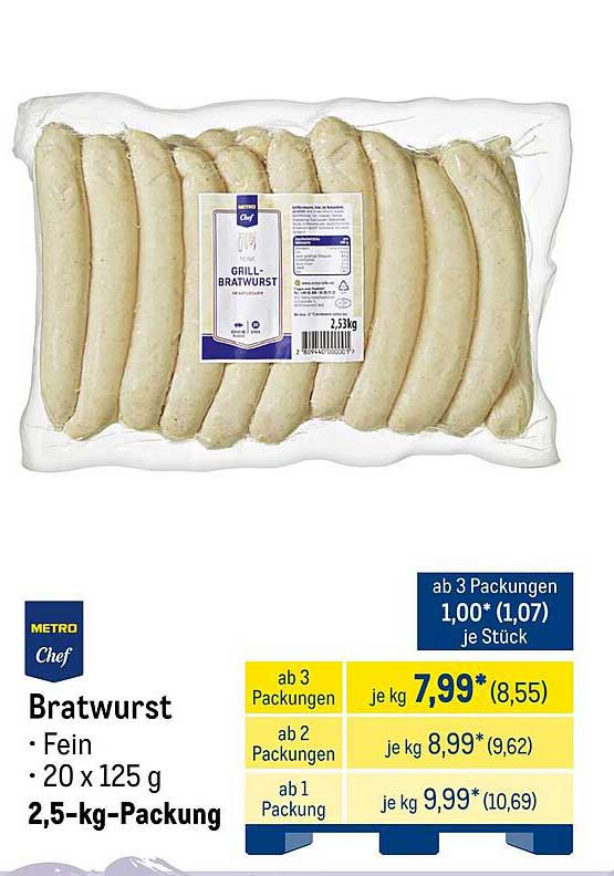 Bratwurst - Fein (2,5 kg-Paket)