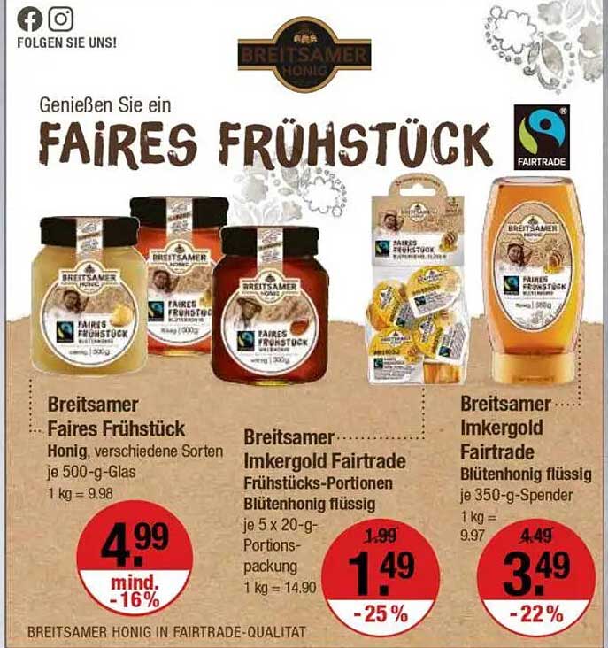 Breitsamer Faires Frühstück - Honig, verschiedene Sorten je 500-g-Glas