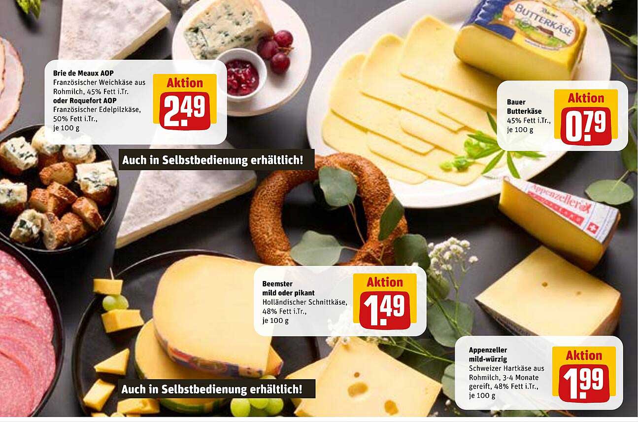 Brie de Meaux AOP oder Roquefort AOP - Aktionspreis 2,49 € / 100 g