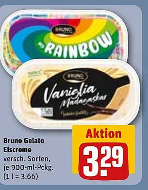 Bruno Gelato Eiscreme - Verschiedene Sorten, je 900-ml-Packung