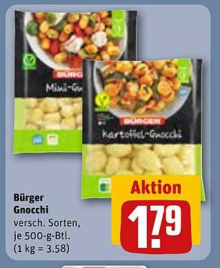 Bürger Gnocchi versch. Sorten, je 500-g-Btl.