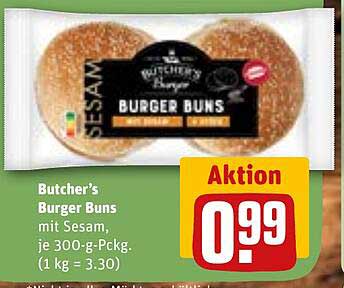Butcher's Burger Buns mit Sesam, je 300-g-Pckg.