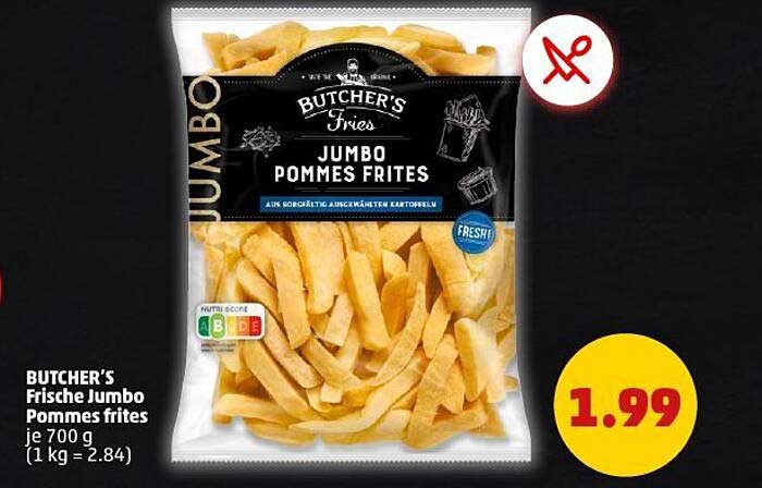 BUTCHER'S Frische Jumbo Pommes frites je 700 g