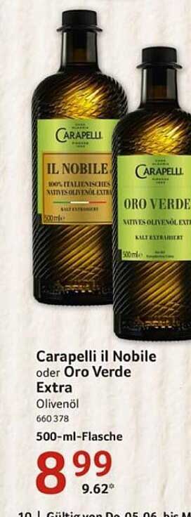 Carapelli il Nobile oder Oro Verde Extra Olivenöl 500-ml-Flasche