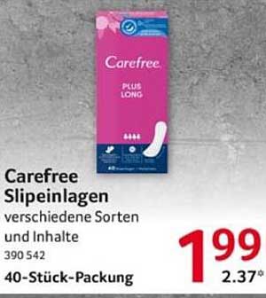 Carefree Slipeinlagen Plus Long – 40-Stück-Packung