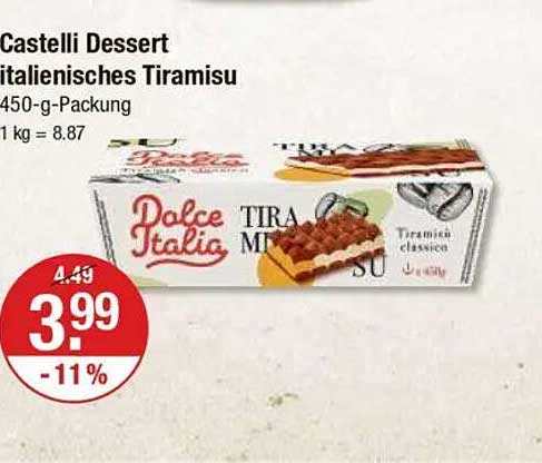 Castelli Dessert italienisches Tiramisu 450-g-Packung