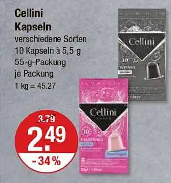 Cellini Kapseln - verschiedene Sorten
