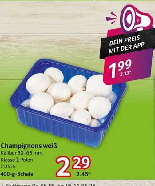 Champignons weiß, Kaliber 30–65 mm, 400 g