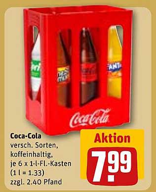 Coca-Cola 6 x 1 l-Fl.-Kasten in verschiedenen Sorten