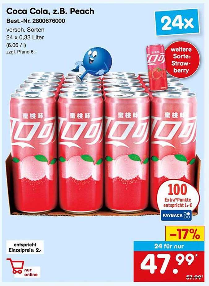 Coca Cola, z.B. Peach - 24x0,33L