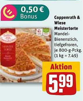 Coppenrath & Wiese Meistertorte Mandel-Bienenstich, tiefgefroren, je 800-g-Pckg.