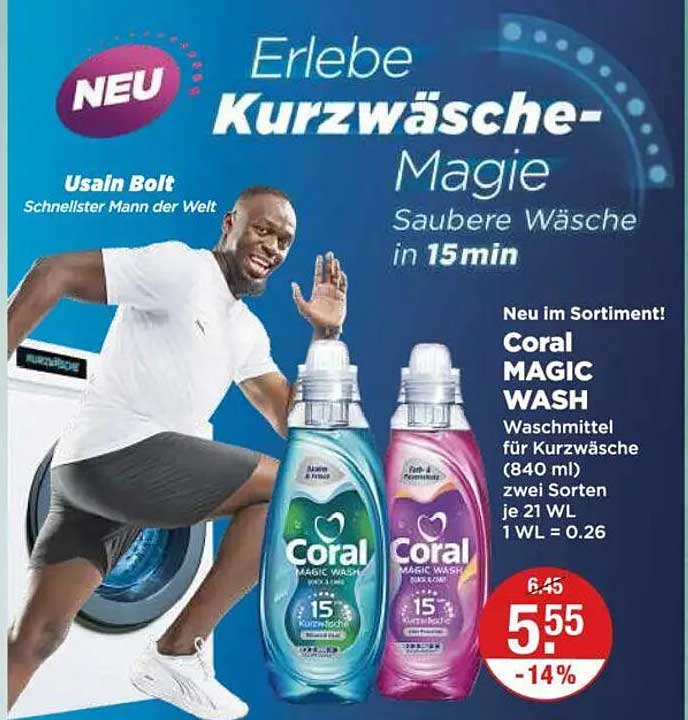 Coral MAGIC WASH Waschmittel für Kurzwäsche (840 ml)