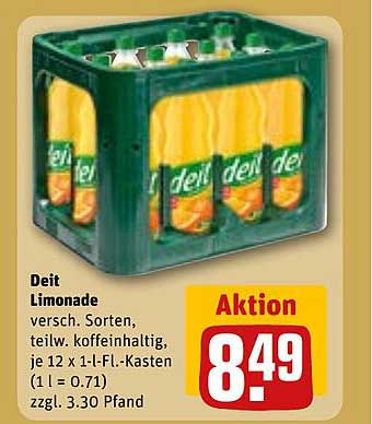 Deit Limonade, verschiedene Sorten, teils koffeinhaltig, je 12 x 1-L-Fl.-Kasten