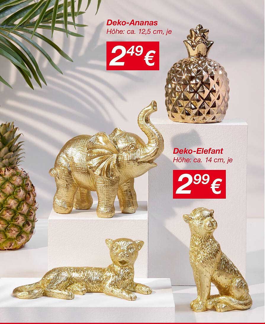 Deko-Ananas und Deko-Elefant