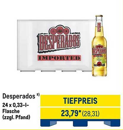 Desperados 24 x 0,33l Flasche (zzgl. Pfand)