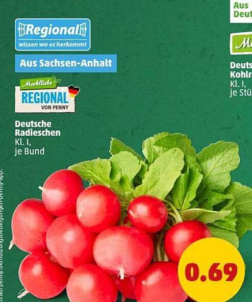 Deutsche Radieschen Kl. I, je Bund