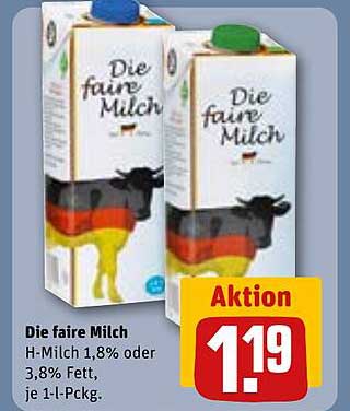Die faire Milch 1,8% oder 3,8% Fett, je 1-L-Pckg.