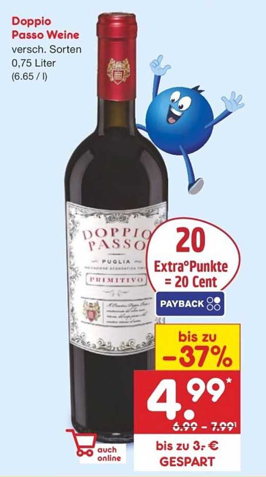 Doppio Passo Weine verschieden Sorten 0,75 Liter