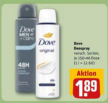 Dove Deospray versch. Sorten, je 150-ml-Dose (1 l = 12.60)